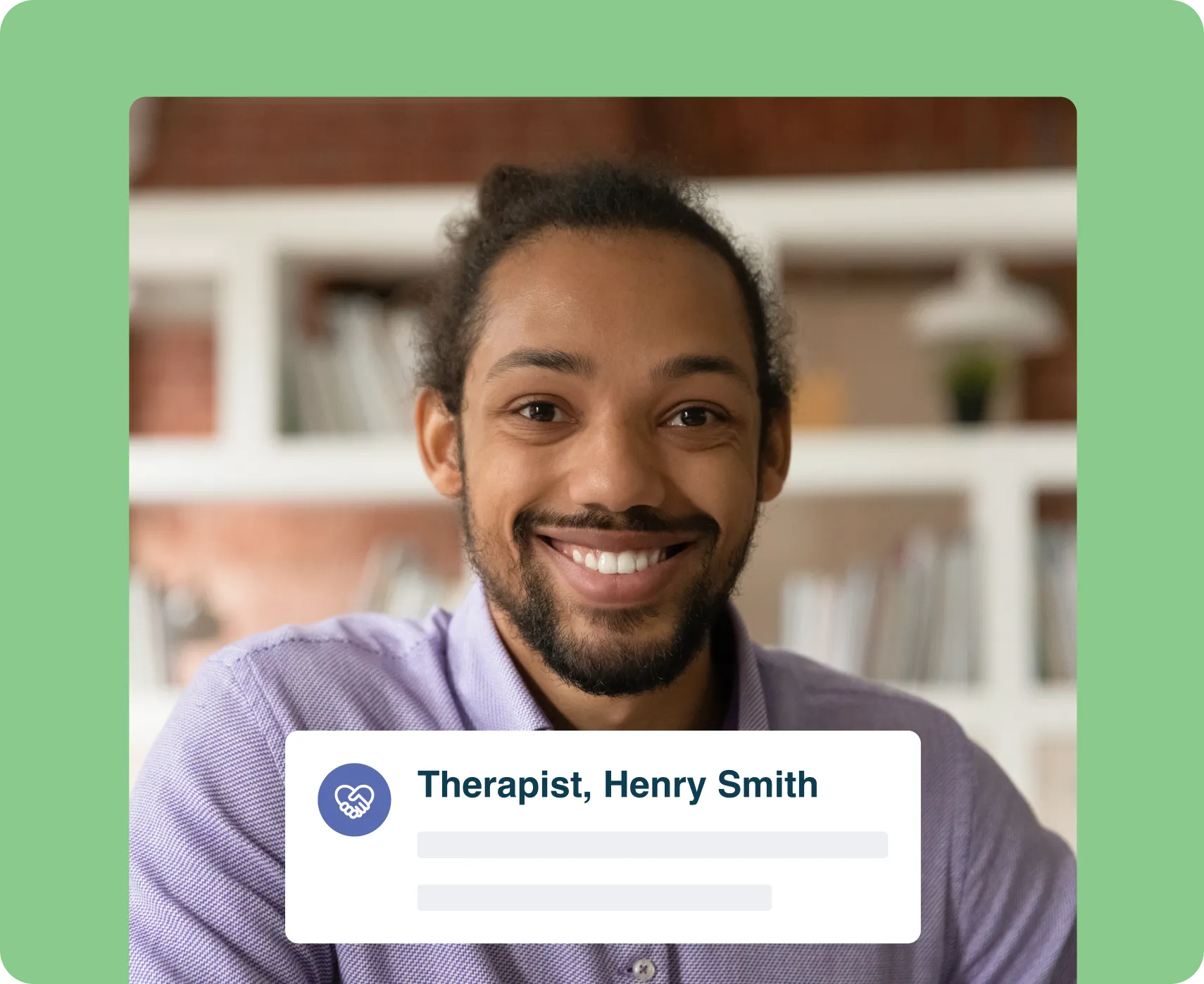 Step 2 illustration: smiling therapist looking straight at the camera